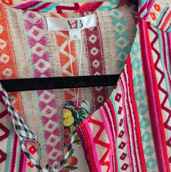 NWT American & Beyond Pink Gingham Checkered Jacket With Bright Embroidery - Picture 2 of 7